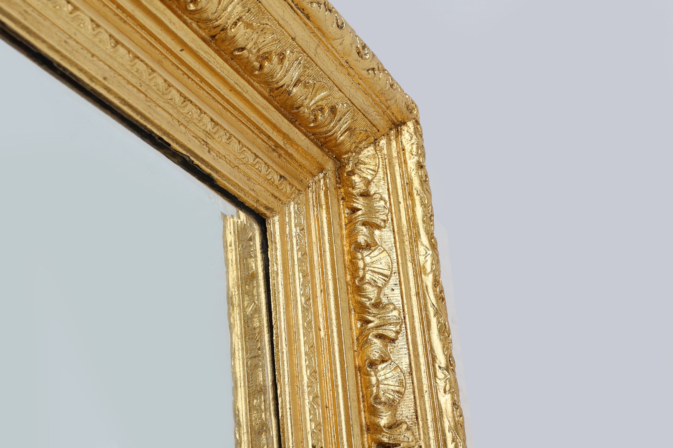 Baroque gilt facet cut wall mirror in wood, France 1850thumbnail